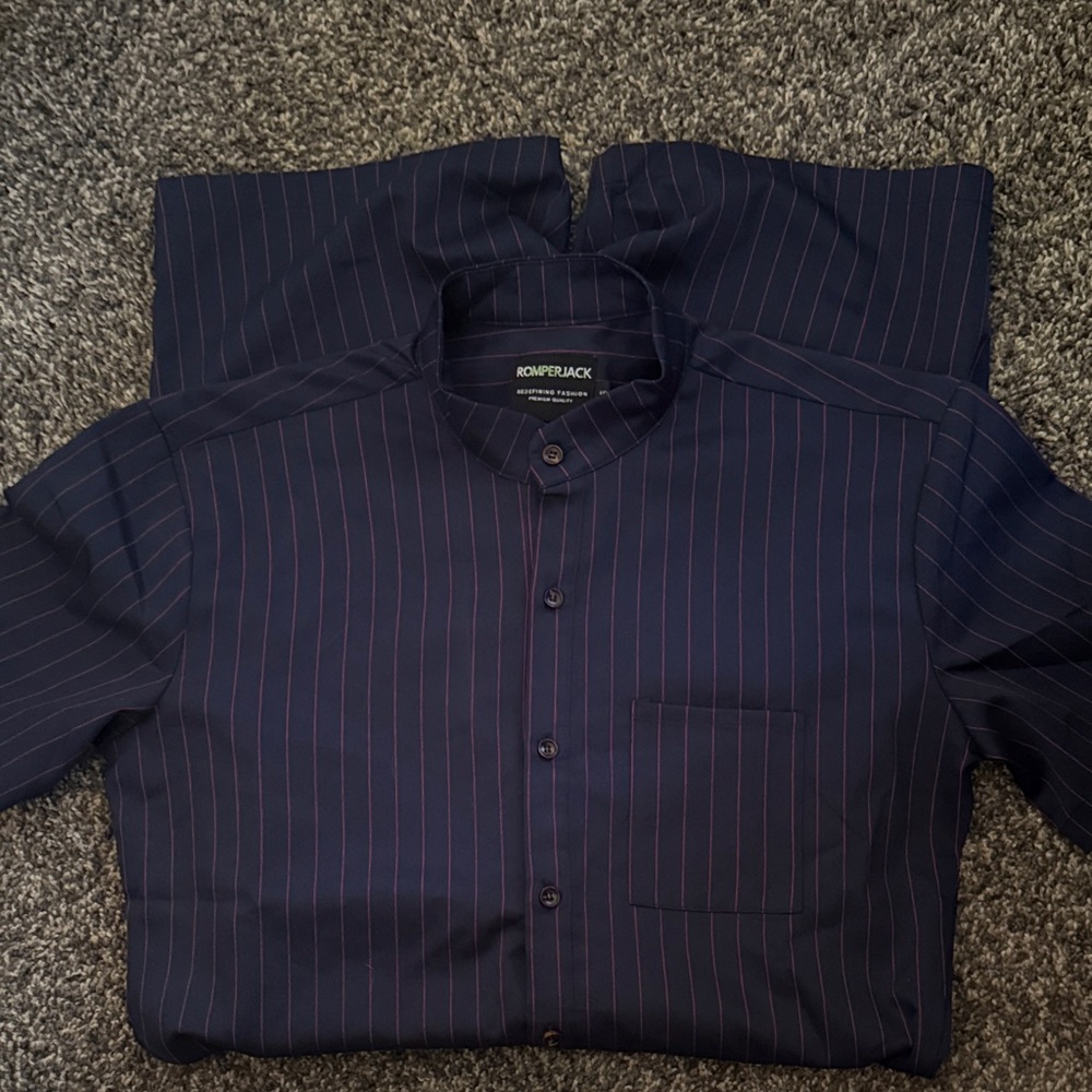 Men's Navy Striped Shirt